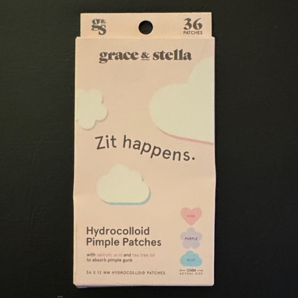 NEW: Grace & Stella Heart-Shaped Pimple Patches - Pink, Purple, Blue - Acne